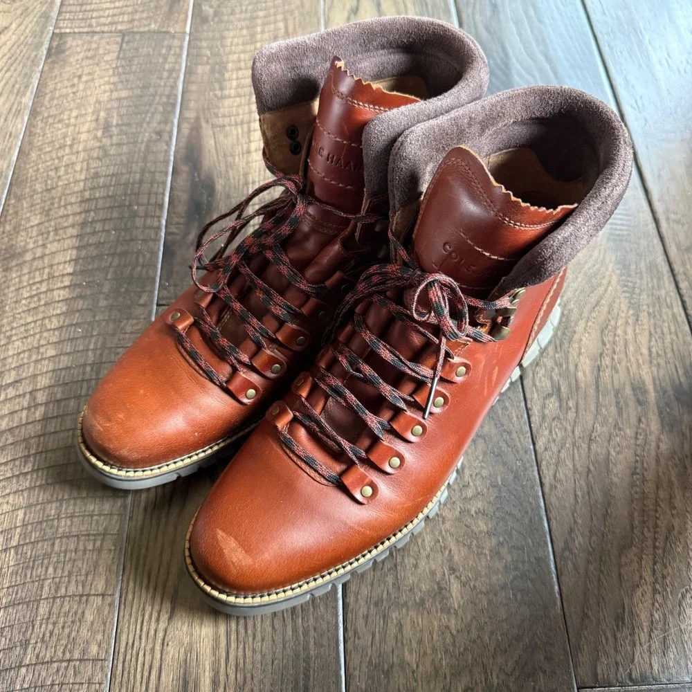Cole Haan Zerogrand Waterproof Hiker Boots British Tan Leather C30405 Mens 9.5M